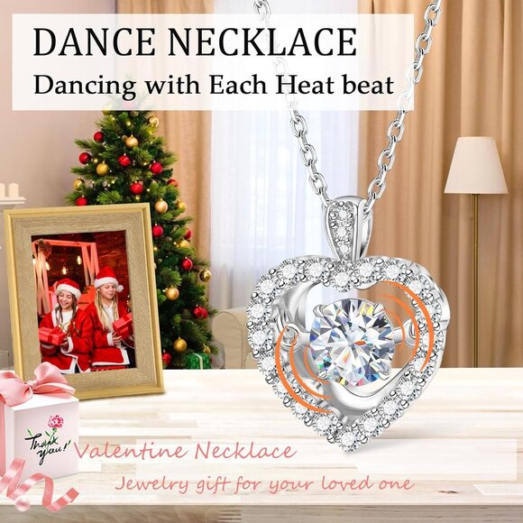 Women Women Pendant Necklace Sterling Silver 20" White Gold Plated Heart Gift - Picture 2 of 6